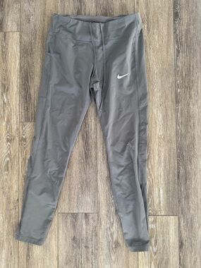 Nike Gray Athletic Leggings with White Swoosh